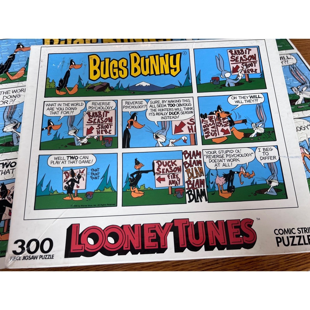 Vintage 1992 Looney Tunes Bugs Bunny Daffy Duck Comic Strip 300 Piece Puzzle